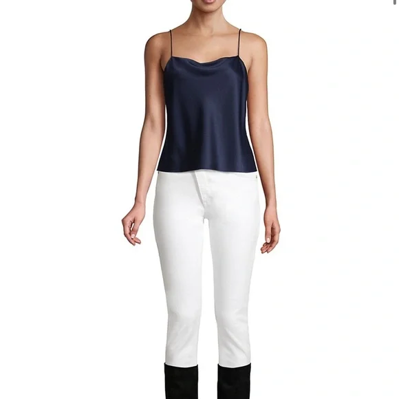 ALICE + OLIVIA Navy Harmon Drapey Slip Tank!
